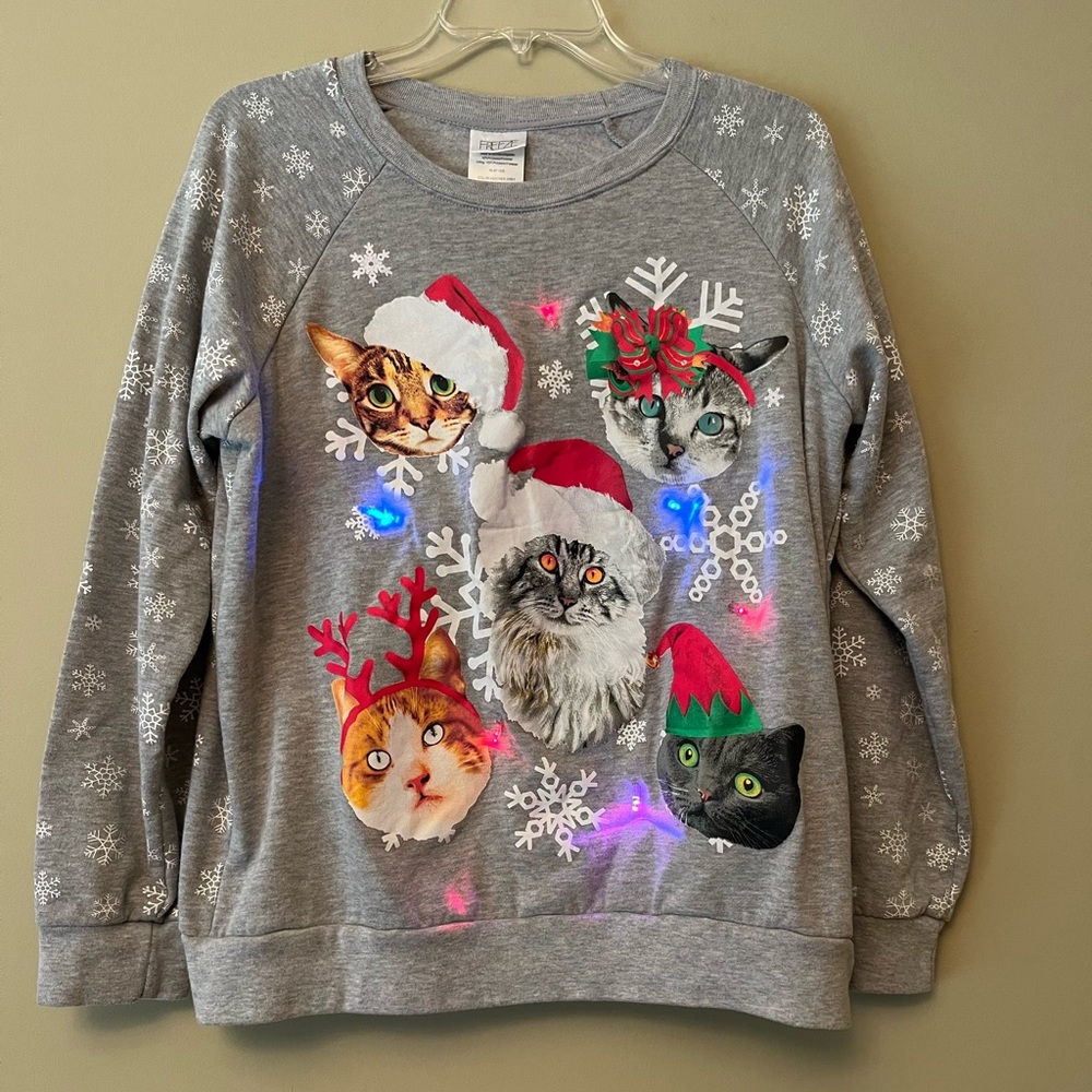 Light Up Cat Christmas Sweater